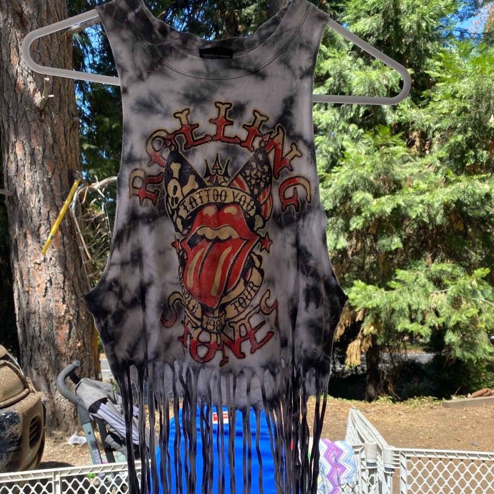 Rolling Stones fringe halter top